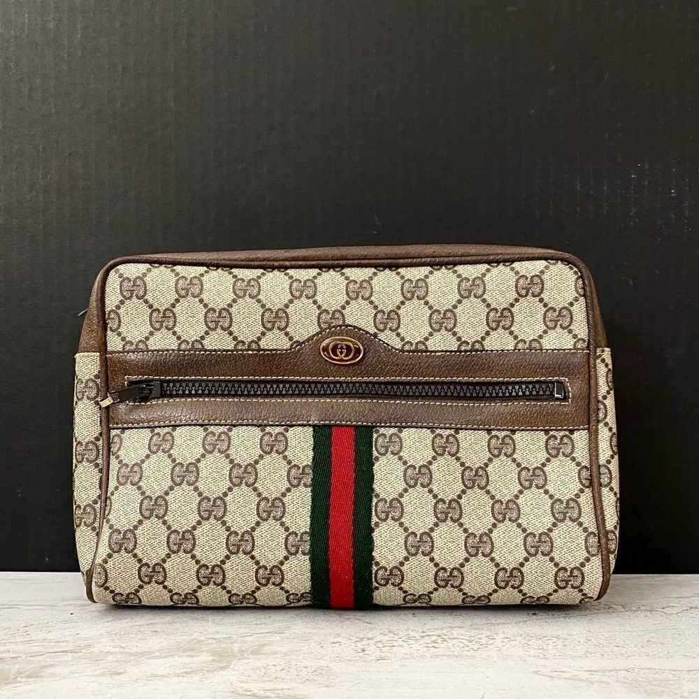 GUCCI GG Pvc Leather Clutch Bag 